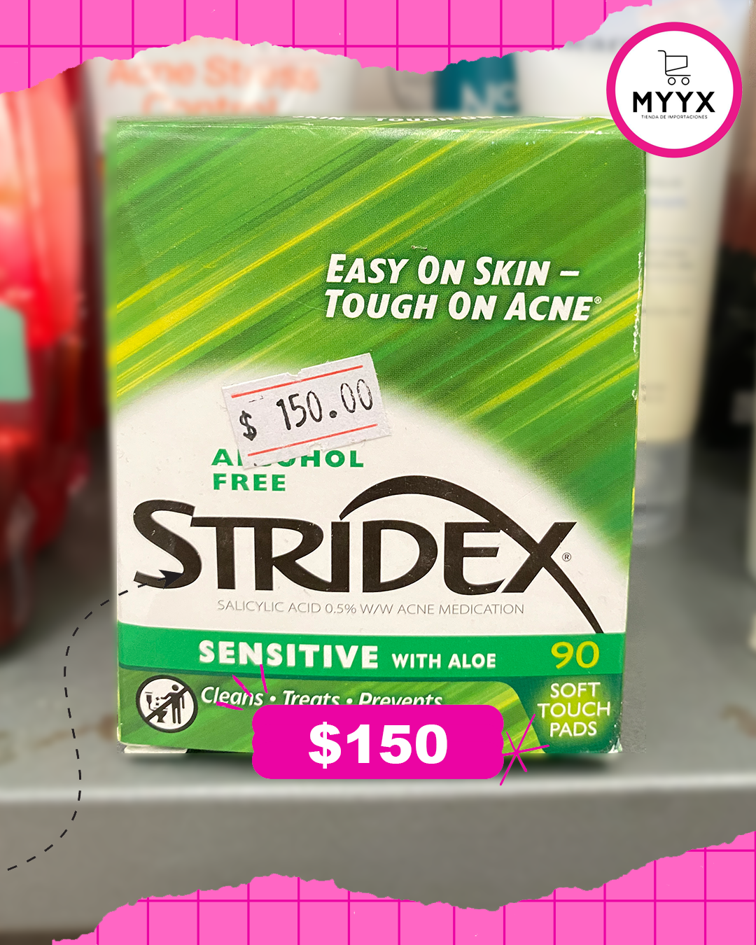 Stridex Toallitas Para Acné - Sensitive with aloe 90 unidades