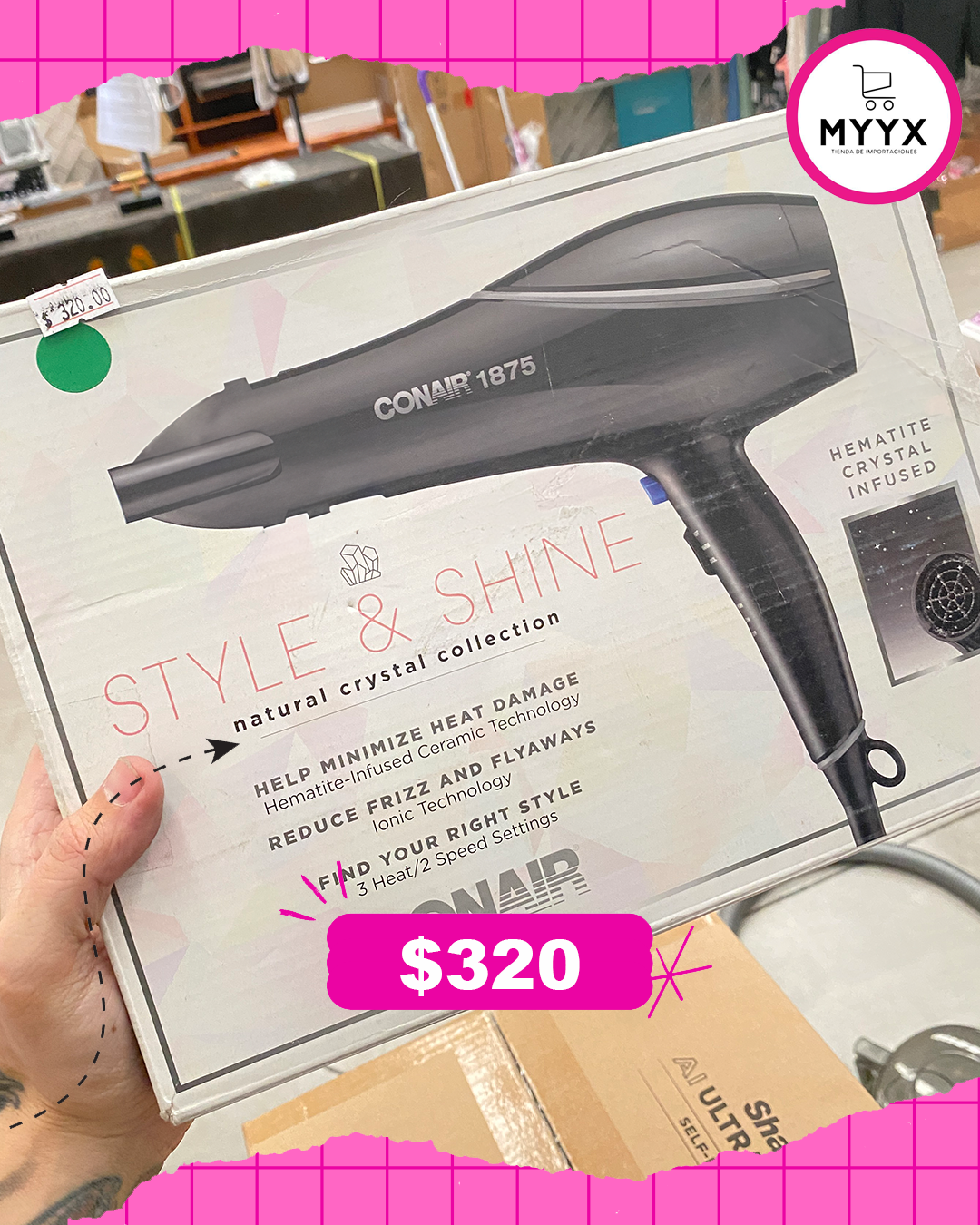 Conair Secador De Pelo Shine & Style De Vatios Color Negro