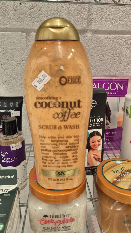 OGX, Gel de baño y Exfoliante de Coco y Café