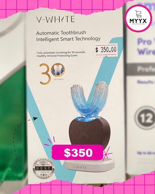 V-White - Cepillo de dientes eléctrico para adultos, ultrasónico, en forma de U, para blanquear los dientes