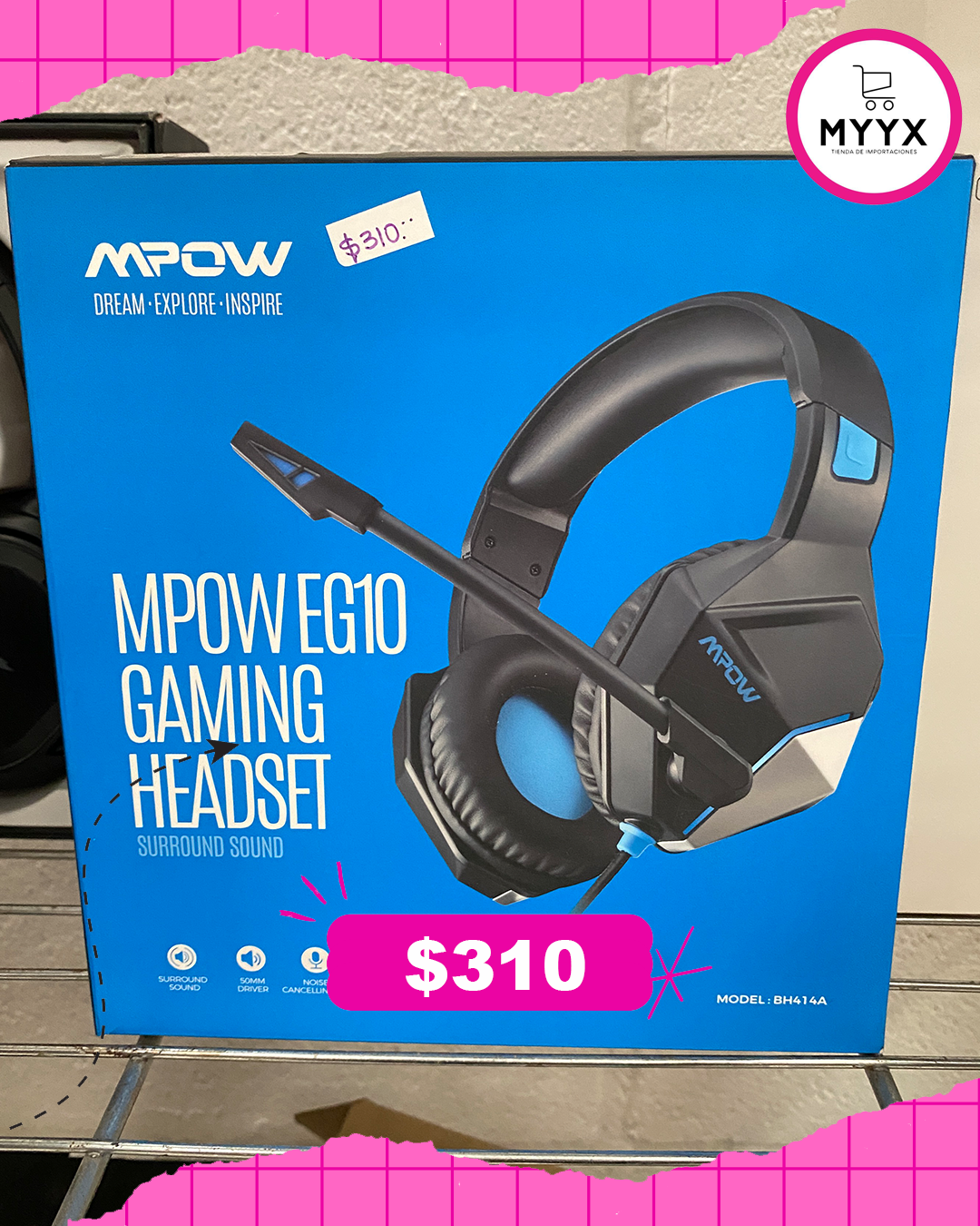 Audífonos Diadema Gamer Mpow Eg10 De Cable Luces Led Negro